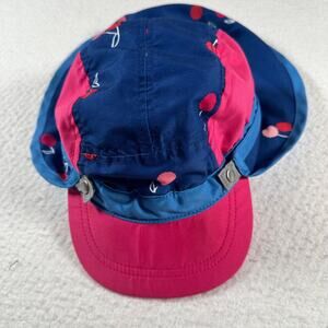 Hanna Andersson Sun Hat Girls Small Pink Blue Adjustable Removable Back Flap